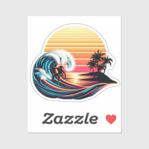 Surfing at Sunset Sticker