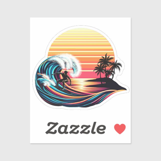 Surfing at Sunset Sticker (Sheet)