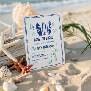 Surfing Baby,Beachy Baby on Board  Shower  Invitation