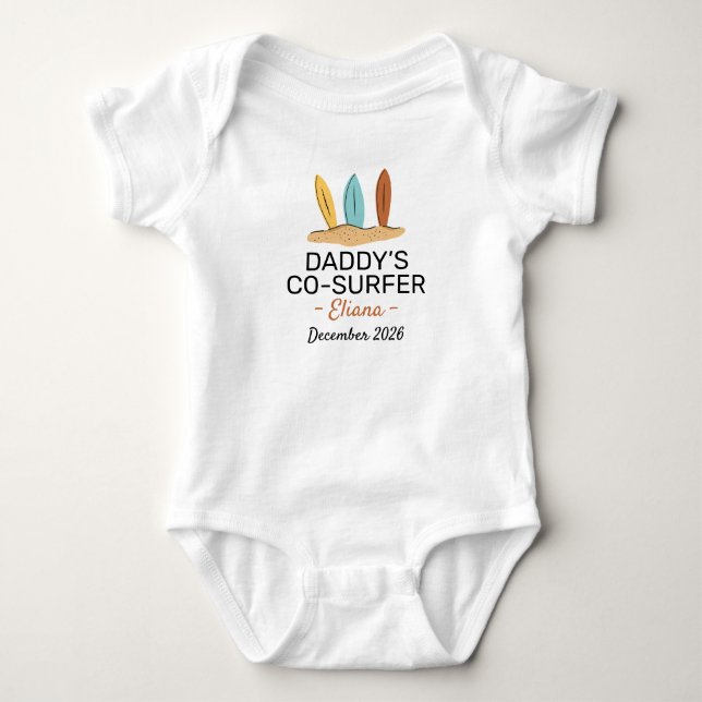 Surfing Baby Shower Daddy’s Co-Surfer - Surf Baby Bodysuit (Front)