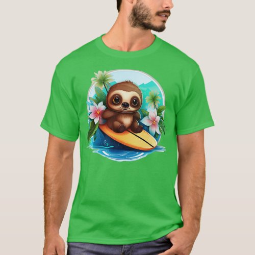 Surfing Baby Sloth T_Shirt