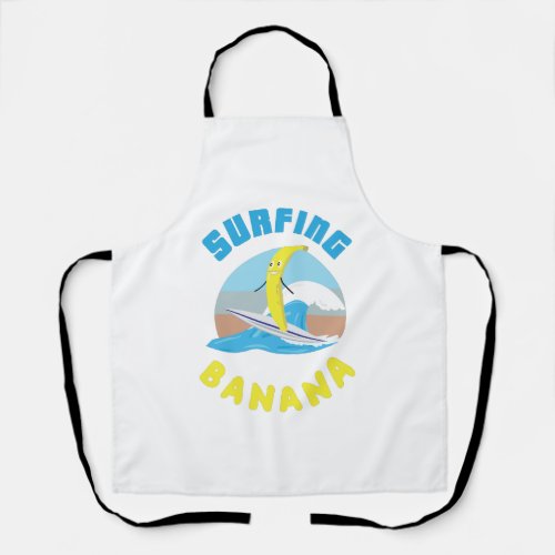 Surfing banana surfboard fruit illustration ocean  apron