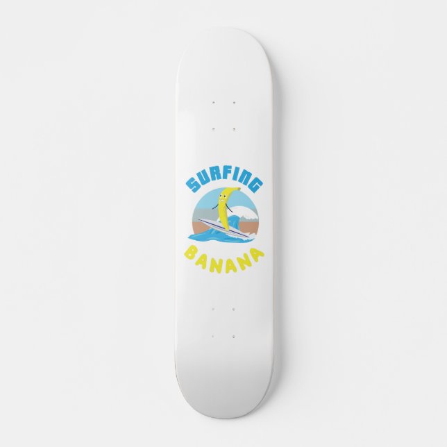 Surfing banana surfboard fruit illustration ocean skateboard (Front)