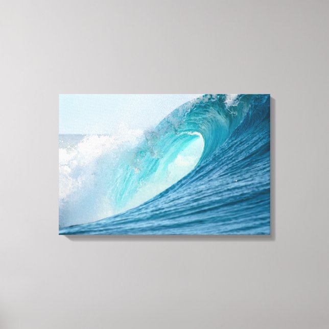 Surfing barrel wave breaking canvas print (Front)