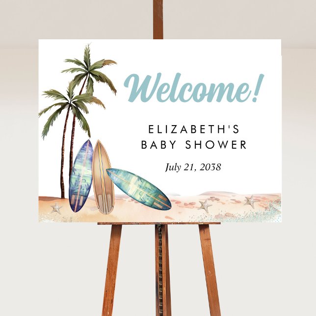Surfing Beach Baby Shower Welcome Foam Board (Creator Uploaded)