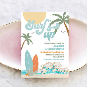 Surfing Beach Birthday Party Invitation