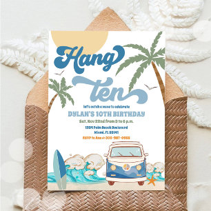 Surfing Beach Birthday Party Invitation