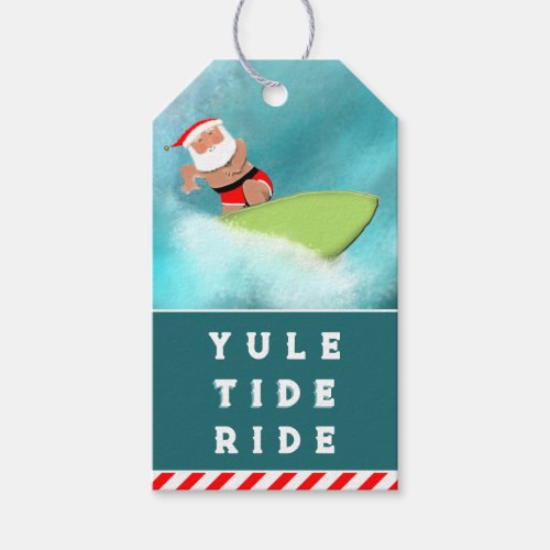 Surfing Beach Christmas Gift Tags