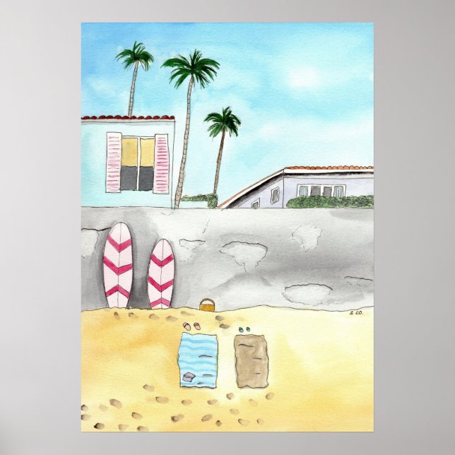 Surfing Beach in San Diego  Poster (Front)