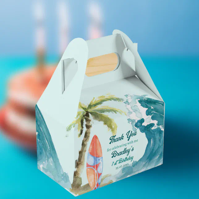 Surfing beach nautical beach tropical party favor boxes | Zazzle
