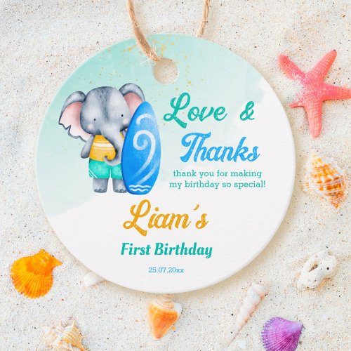 Surfing beach ocean tropical summer birthday favor tags