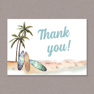 Surfing Beach Summer Baby Shower Thank You Card