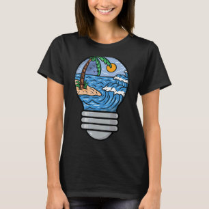 Surfing Beach Waves Shining Bulb Matching Vacation T-Shirt