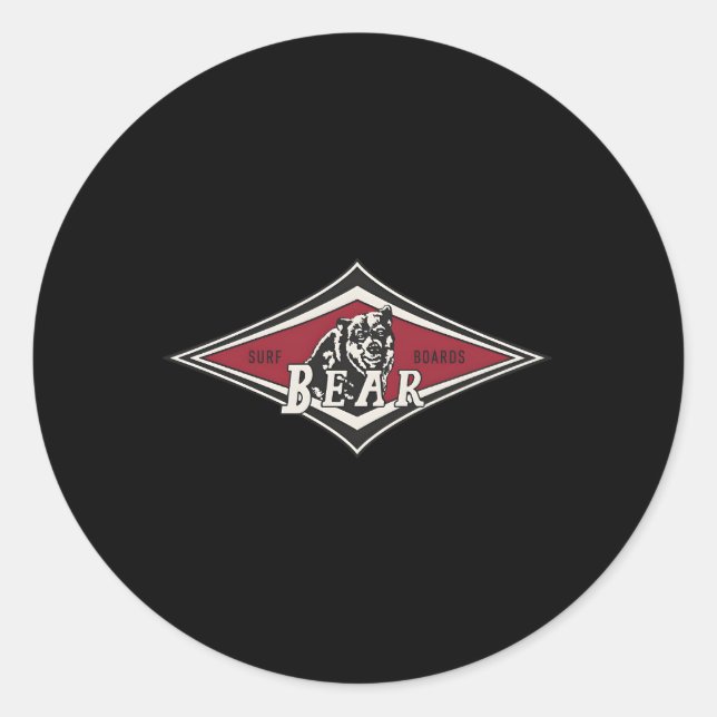 Surfing Bear Big Wednesday Cult Surfboard Surf Classic Round Sticker (Front)