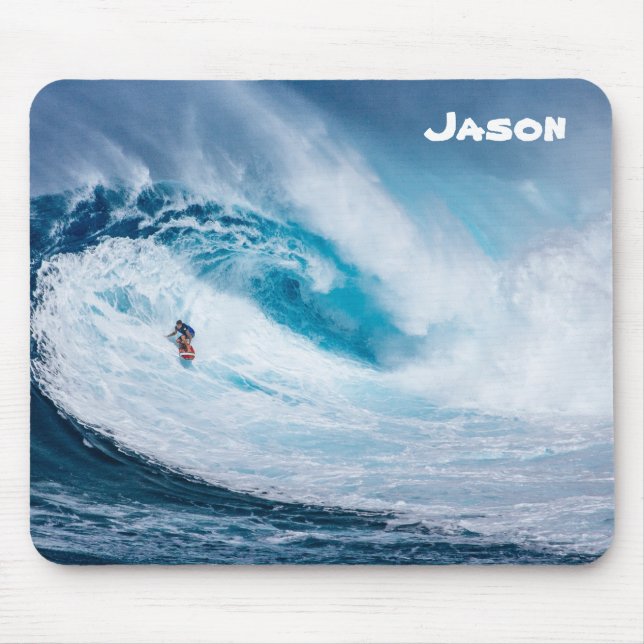 Surfing Big Ocean Tunnel Wave Mouse Pad (Front)