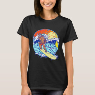 Surfing Bigfoot Funny Beach Sasquatch Surfer Waves T-Shirt