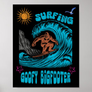 Surfing Bigfoot Surfer Pacific Wave Surf Californi Poster