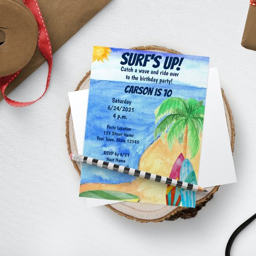 Surfing Birthday Invitation