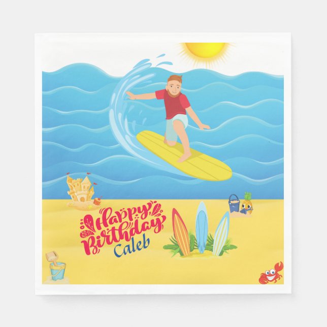 Surfing Birthday  Napkins (Front)