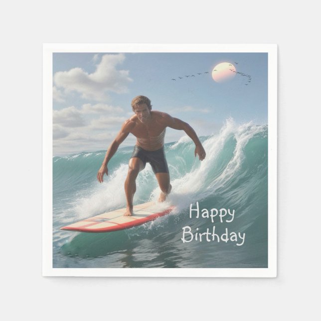 Surfing Birthday Napkins (Front)