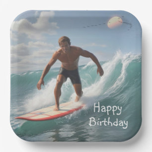 Surfing Birthday Paper Plates