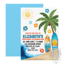 Surfing Birthday Party Invitation