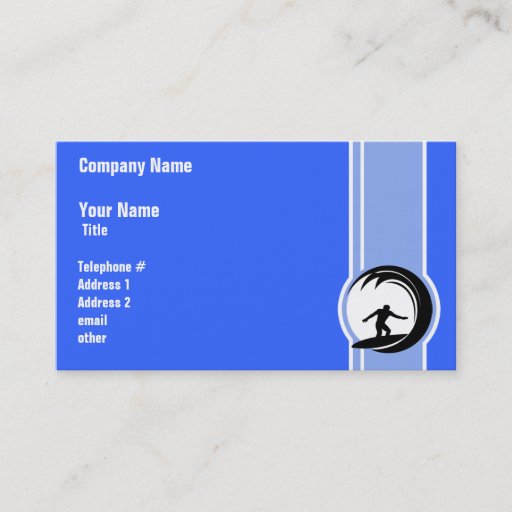 Customizable Surfing; Blue Business Card Templates