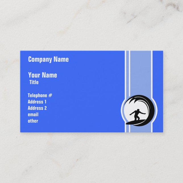 Surfing; Blue Business Card (Front)