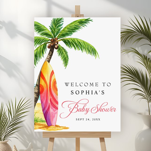 Surfing Board Summer Beach Baby Shower Welcome (Creator Uploaded)