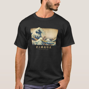 Surfing Boston Terrier Kanagawa Wave Japanese Dog T-Shirt