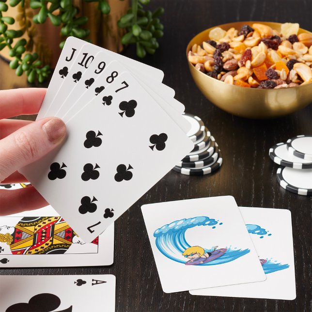 Surfing Boy Blue Wave Playing Cards (Creator Uploaded)