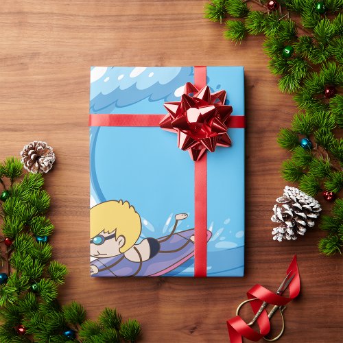 Surfing Boy Riding A Wave Wrapping Paper