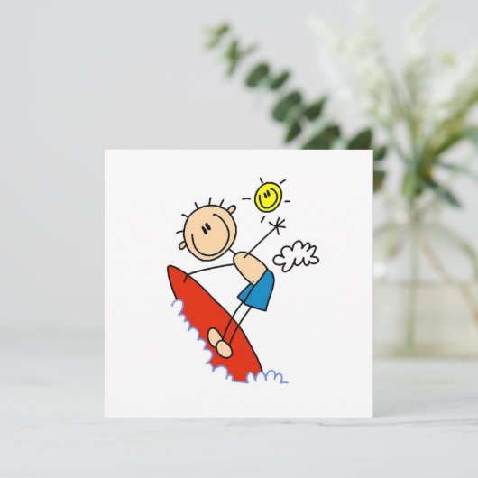 Surfing Boy Stick Figure (Standing Front)