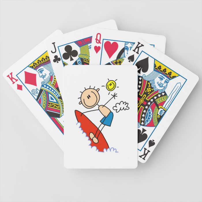 Surfing Boy Stick Figure Poker Cards