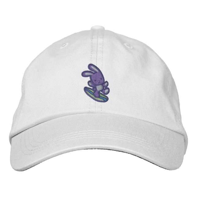 Surfing Bunny Embroidered Baseball Cap (Front)