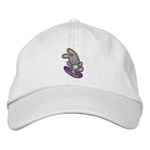 Surfing Bunny Embroidered Gray Bunny Baseball Hat