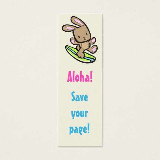 Surfing Bunny Skinny Bookmark (Front)