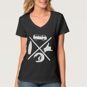 Surfing Bus Hang Loose Wave Surfboard Surfer X Des T-Shirt
