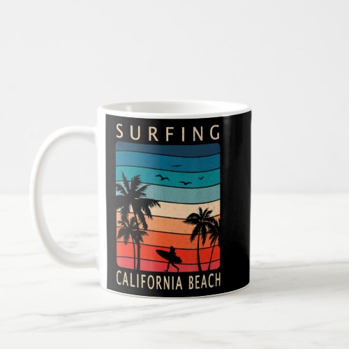Surfing California Beach Sunset Palm Tree Surfer G Coffee Mug