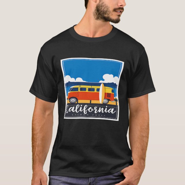 Surfing California Salmon Creek Van Life Surf Summ T-Shirt (Front)