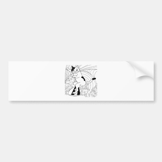 Surfing Cat Funny Cute Surf Sports Sea Water Bumper Sticker (Front)