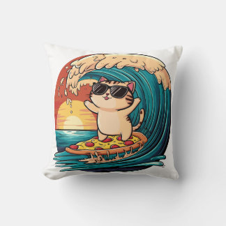 Surfing Cat Pillow