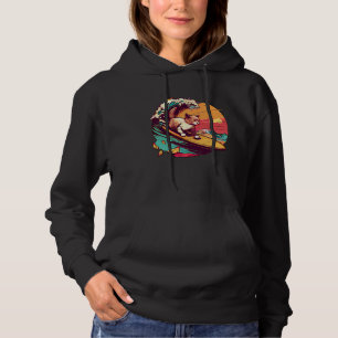 Surfing Cat Retro Vintage Sunset Beach Summer Coas Hoodie