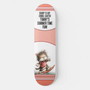 Surfing Cat Summer Fun Design Skateboard