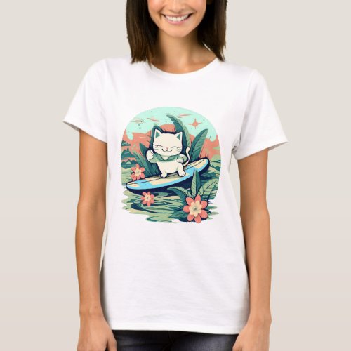 Surfing Cat T_Shirt