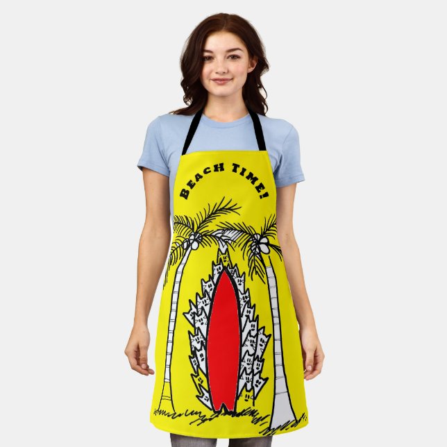 Surfing Cats Yellow Apron (Worn)