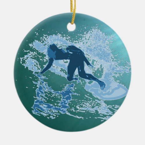 Surfing Ceramic Ornament