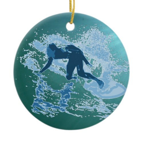 Surfing Ceramic Ornament