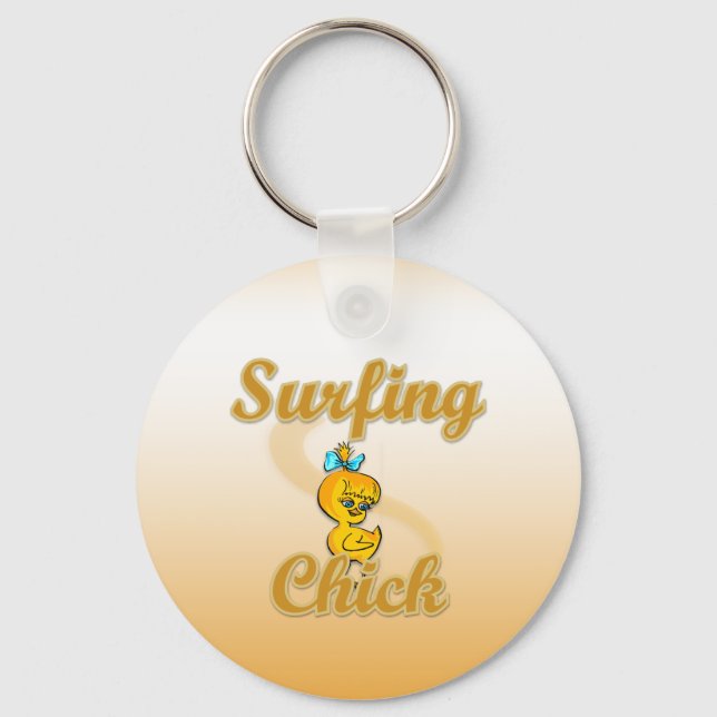 Surfing Chick Keychain (Front)