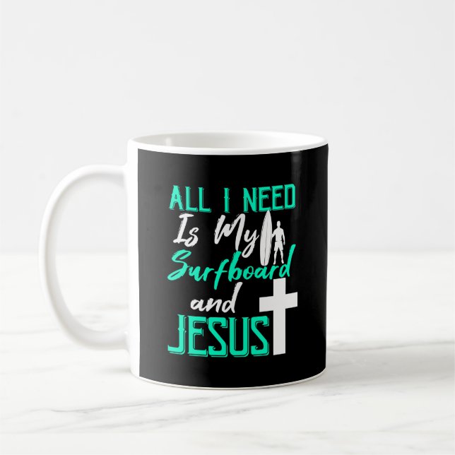 Surfing Christian Surfer Jesus Gift Surf Coffee Mug (Left)